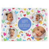 Schattigee Kinder 4e Verjaardag Regenboog Foto Har Groot Cadeauzakje (Achterkant)