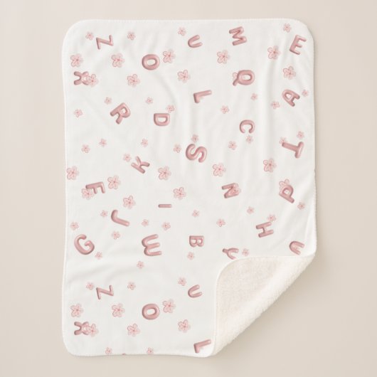 Schattigee kinder ABC Alfabet bloem Kinderen schoo Sherpa Deken (Voorkant)