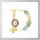 Schattigee Kinder Animal Lion Monogram D Nursery Poster (Voorkant)