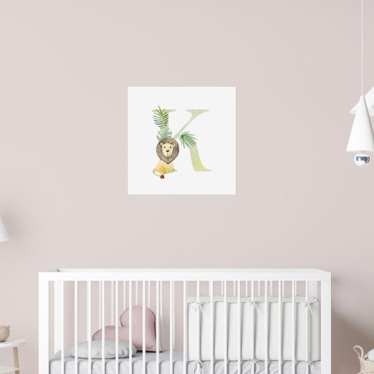 Schattigee Kinder Animal LION Monogram K Nursery Poster (Kinderkamer 2)