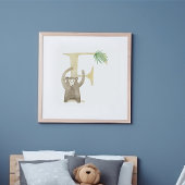 Schattigee Kinder Animal MONKEY Monogram F Nursery Poster