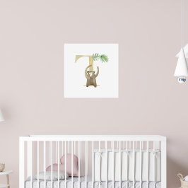Schattigee Kinder Animal MONKEY Monogram T Nursery Poster
