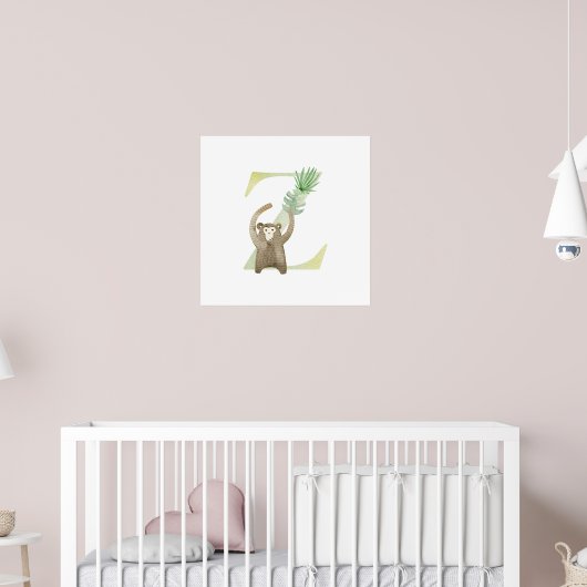 Schattigee Kinder Animal MONKEY Monogram Z Nursery Poster (Kinderkamer 2)