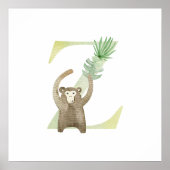 Schattigee Kinder Animal MONKEY Monogram Z Nursery Poster (Voorkant)