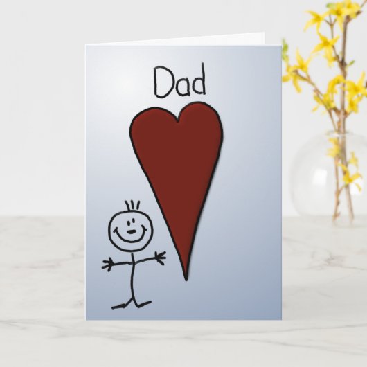 Schattigee Kinder Art Stick Figuur Vaderdag Kaart (Gele Bloem)