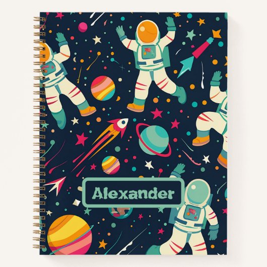 Schattigee Kinder astronaut Custom Notitieboek (Voorkant)