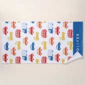 Schattigee Kinder auto's Patroon Monogram Strandlaken (Voorkant)