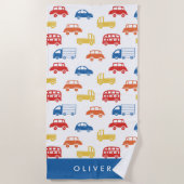 Schattigee Kinder auto's Patroon Monogram Strandlaken (Voorkant)