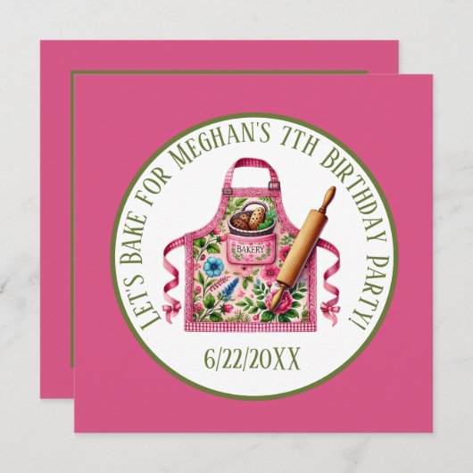 Schattigee kinder bakken Verjaardagsfeest Kaart (Voorkant / Achterkant)