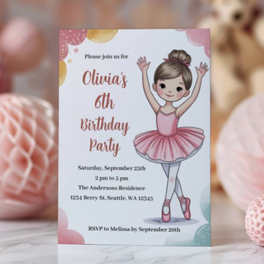 Schattigee Kinder Ballerina Verjaardag Kaart