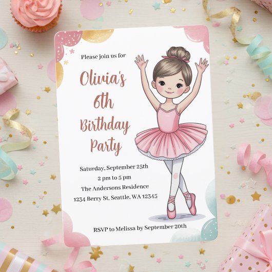 Schattigee Kinder Ballerina Verjaardag Kaart