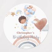 Schattigee kinder ballon Afro-Amerikaanse jongens Labels (Design 2)