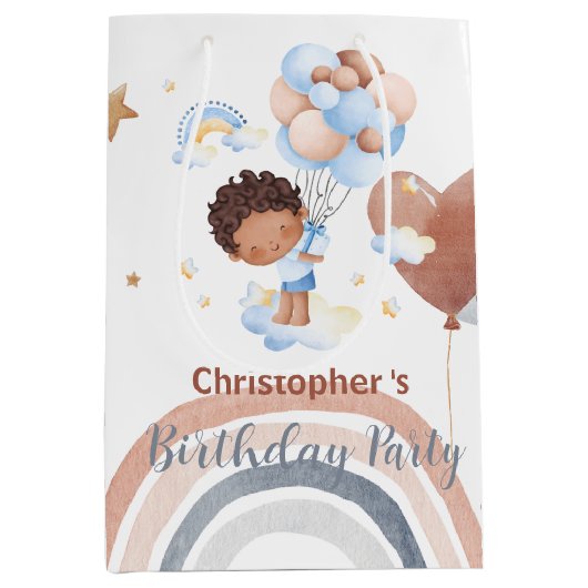 Schattigee kinder ballon Afro-Amerikaanse jongens  Medium Cadeauzakje (Voorkant)