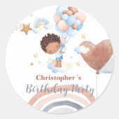 Schattigee kinder ballon Afro-Amerikaanse jongens Ronde Sticker (Voorkant)