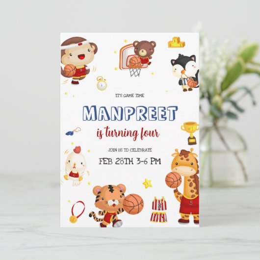 Schattigee Kinder basketbal Kaart (Staand voorkant)