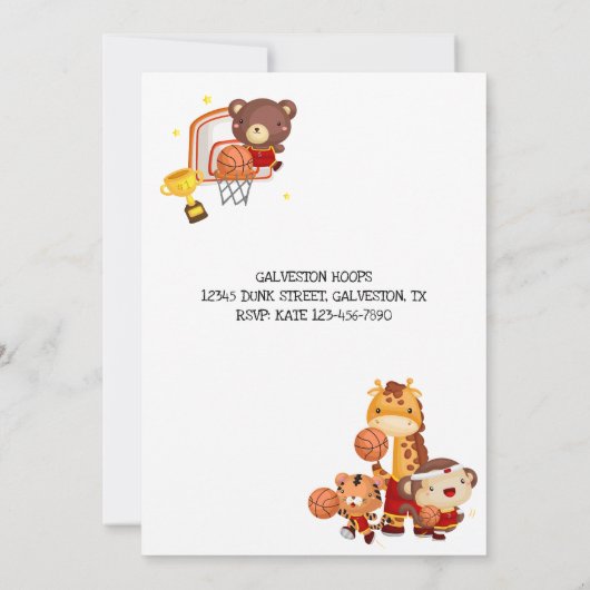 Schattigee Kinder basketbal Kaart (Achterkant)