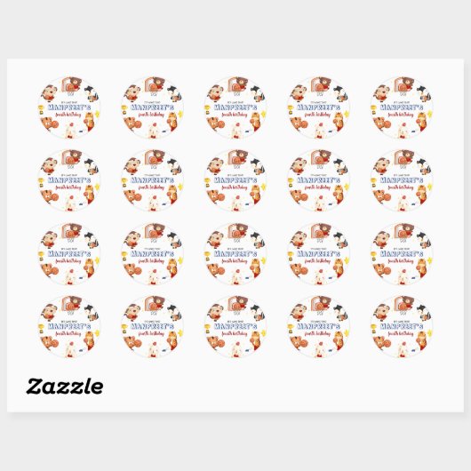 Schattigee Kinder basketbal Ronde Sticker (Vel)