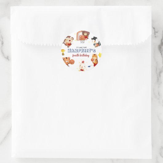Schattigee Kinder basketbal Ronde Sticker (Tas)