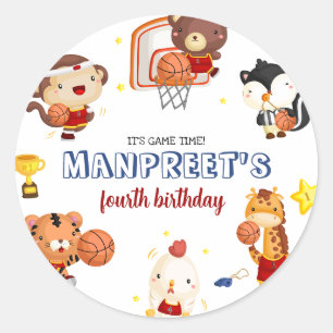 Schattigee Kinder basketbal Ronde Sticker