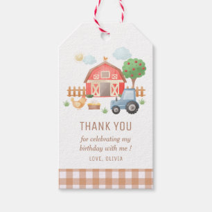 Schattigee Kinder boerderijdieren Verjaardag Dank  Cadeaulabel