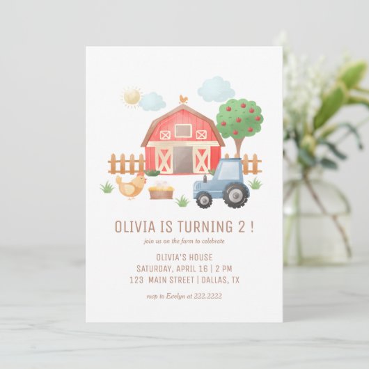 Schattigee Kinder boerderijdieren Verjaardagsfeest Kaart (Staand voorkant)