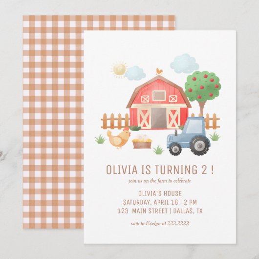 Schattigee Kinder boerderijdieren Verjaardagsfeest Kaart (Voorkant / Achterkant)