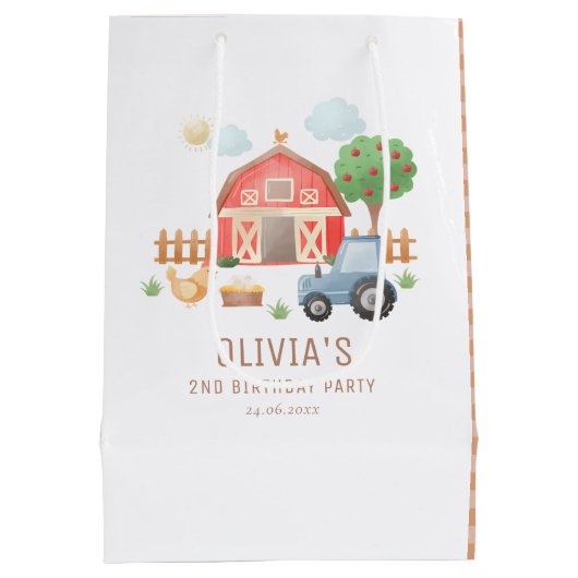 Schattigee Kinder boerderijdieren Verjaardagsfeest Medium Cadeauzakje (Achterkant)