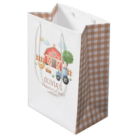 Schattigee Kinder boerderijdieren Verjaardagsfeest Medium Cadeauzakje (Achterkant Gekanteld)