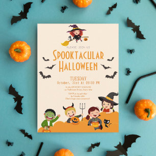Schattigee kinder boo Spooktacular Halloween uitno Feestdagenkaart