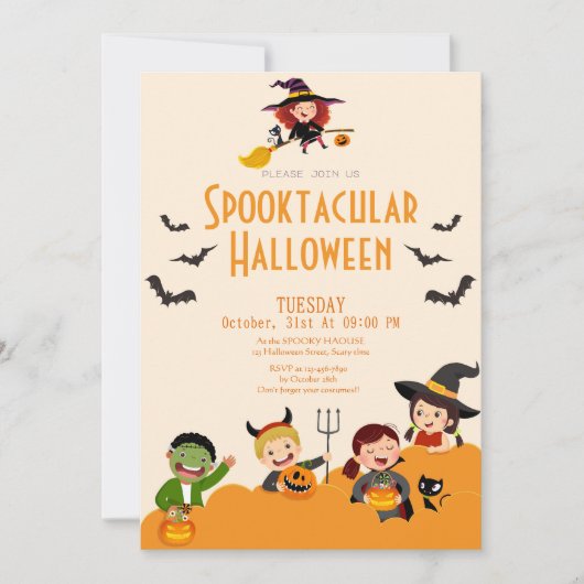 Schattigee kinder boo Spooktacular Halloween uitno Feestdagenkaart (Voorkant)