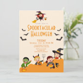 Schattigee kinder boo Spooktacular Halloween uitno Feestdagenkaart (Staand voorkant)