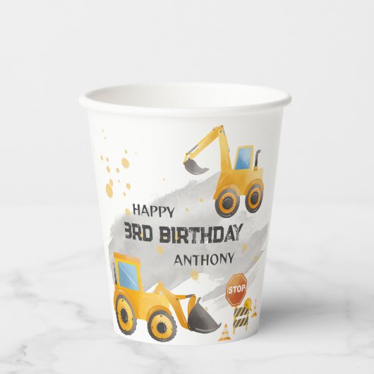 Schattigee Kinder bouwverjaardag Papieren Bekers (Voorkant)