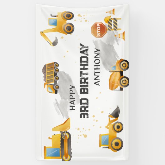 Schattigee Kinder bouwverjaardag Spandoek (Verticaal)