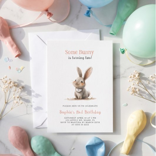 Schattigee Kinder Bunny Verjaardagsfeestje Kaart
