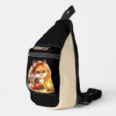 Schattigee kinder Camping Fox Naam toevoegen Sling Bag (Rechterhoek)