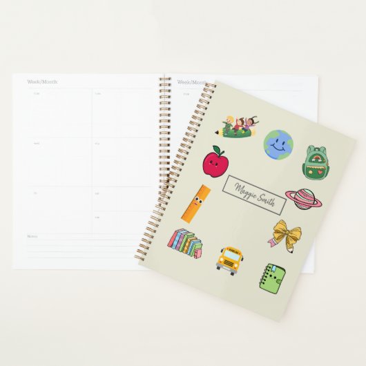 Schattigee Kinder Cartoon School Herinneringen Per Planner (Display)