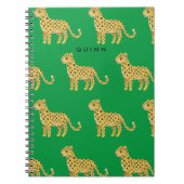 Schattigee Kinder Cheetah Leopard Groen w / Naam Notitieboek (Voorkant)