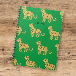 Schattigee Kinder Cheetah Leopard Groen w / Naam Notitieboek