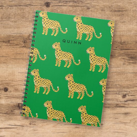 Schattigee Kinder Cheetah Leopard Groen w / Naam Notitieboek