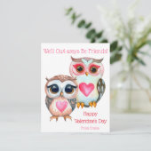 Schattigee Kinder Classroom Valentijnsdag Uil Feestdagenkaart (Staand voorkant)