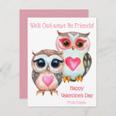 Schattigee Kinder Classroom Valentijnsdag Uil Feestdagenkaart (Voorkant / Achterkant)