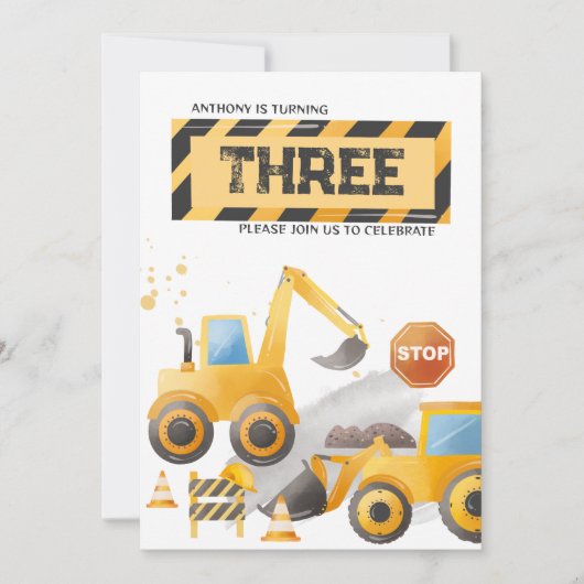 Schattigee Kinder constructie verjaardagsfeestje Kaart (Voorkant)