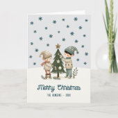 Schattigee Kinder decoratie kerstboom tekening Feestdagen Kaart (Voorkant)