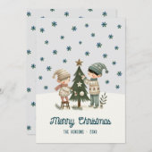 Schattigee Kinder decoratie kerstboom tekening Feestdagenkaart (Voorkant / Achterkant)