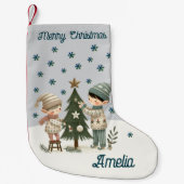 Schattigee Kinder Decorating Kerstboom Tekennaam Kleine Kerstsok (Voorkant)