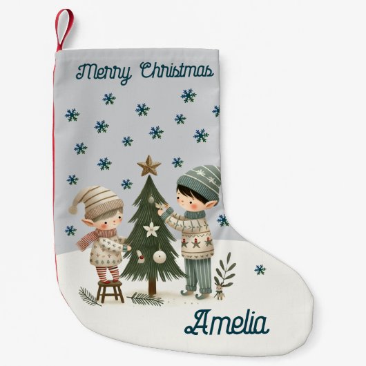 Schattigee Kinder Decorating Kerstboom Tekennaam Kleine Kerstsok (Voorkant)