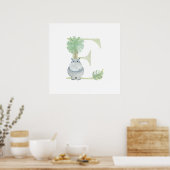 Schattigee Kinder dier HIPPO Monogram E Kwekerij Poster (Keuken)