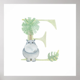 Schattigee Kinder dier HIPPO Monogram E Kwekerij Poster