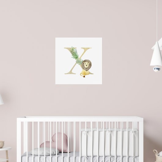 Schattigee Kinder dieren LION Monogram X Kwekerij Poster (Kinderkamer 2)