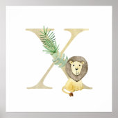 Schattigee Kinder dieren LION Monogram X Kwekerij Poster (Voorkant)